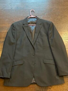 Kenneth Cole Men's Dark Gray Pinstripe Two-Button Suit Jacket, Adult Large